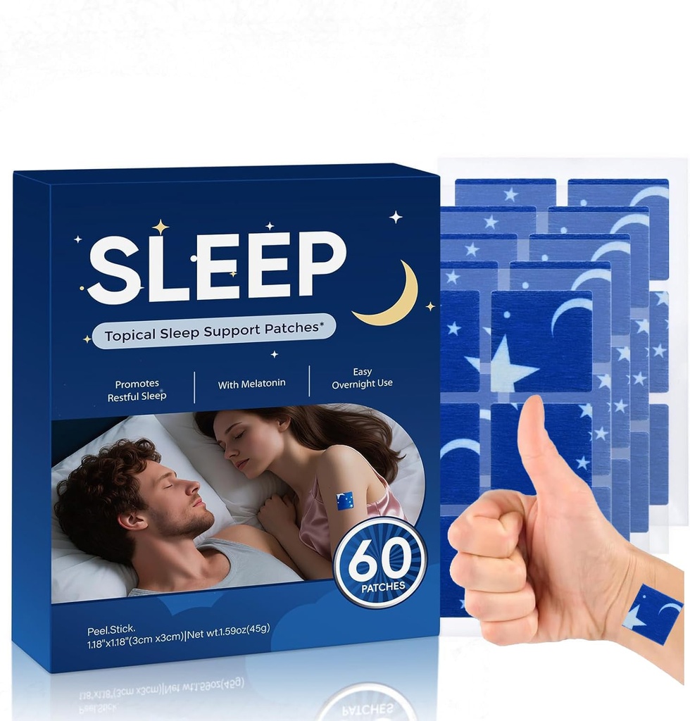Sleep Patches for Adults 60 Patches, Herbal Extracts, Natural Magnesium, Valerian Root, Melatonin Formula, for Men and Women, 8 Hours of Relaxation
