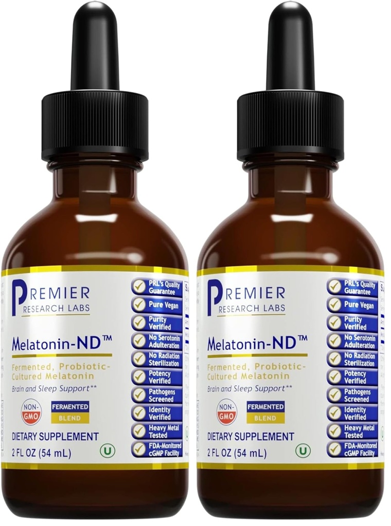 Premier Research Labs Melatonin-ND - Melatonin Liquid, Liquid Melatonin for Adults, Sublingual Melatonin Drops, Made with Organic Ingredients, Vegan Friendly - 2 Fl Oz (54 Servings) (Pack of 2)