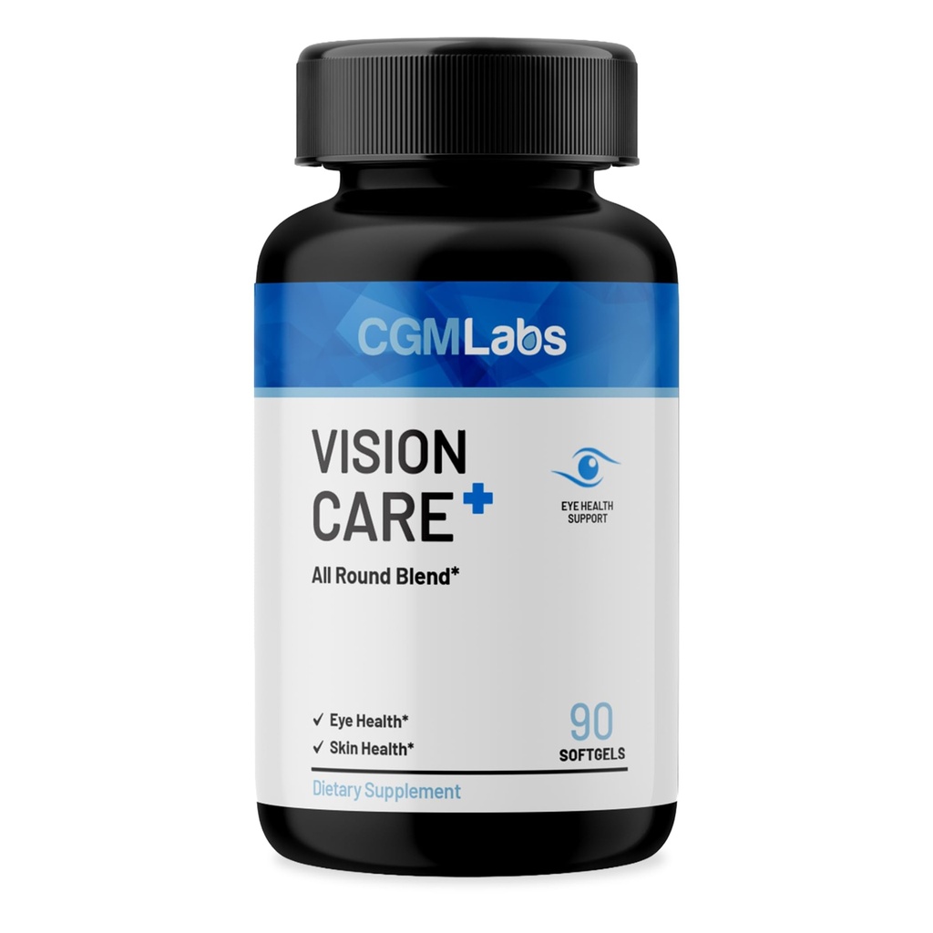 Vison Care Plus - Complete Dietary Supplement for Your Vision- Lutein 20mg, Zeaxanthin, Vitamin A, Bilberry Extract - 90 Softgels by CGM Labs