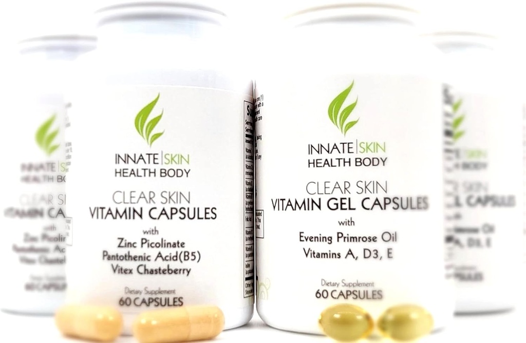 Système de vitamine à l'acné de la peau claire 20 Antioxydants, botaniques et minéraux 60 Count Pack de 4