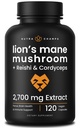 NutraChamps Organic Lions Mane Mushroom Supplement (2 Month Supply - 120 Count) Mental Clarity, Memory & Focus Supplement, Supports Immune System & Brain Health