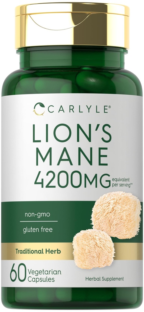 Carlyle Lions Mane Supplement Capsules | 60 Count | Vegetarian, Non-GMO & Gluten Free