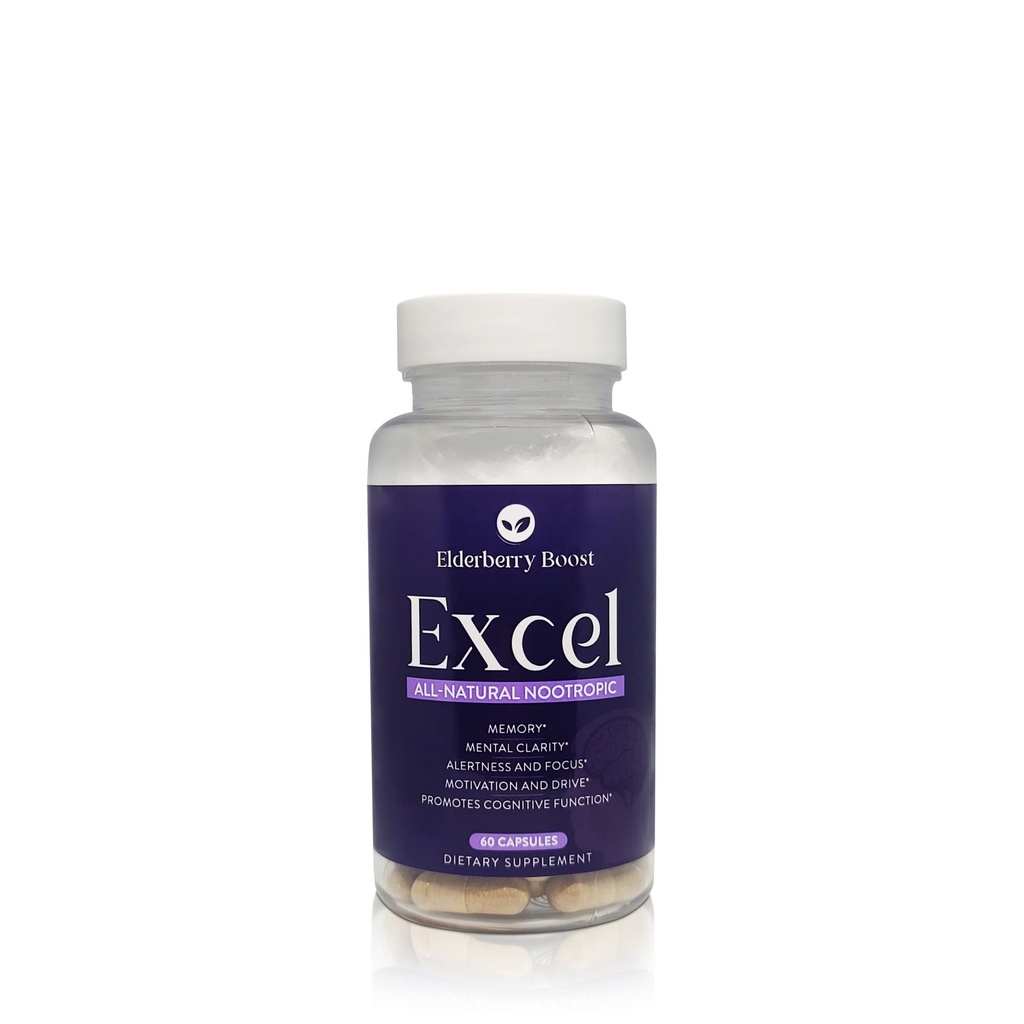 Elderberry Boost Excel - All-Natural Brain Supplement, Increase Productivity, Safe for Kids and Adults