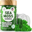 BioVit Mousse de mer Gummies - Wildcrafted Irish Mousse de mer pour les adultes et les enfants - Gel Seamoss avec Bladderwrack & Burdock Root Extract - 60 Gommies végétaliens