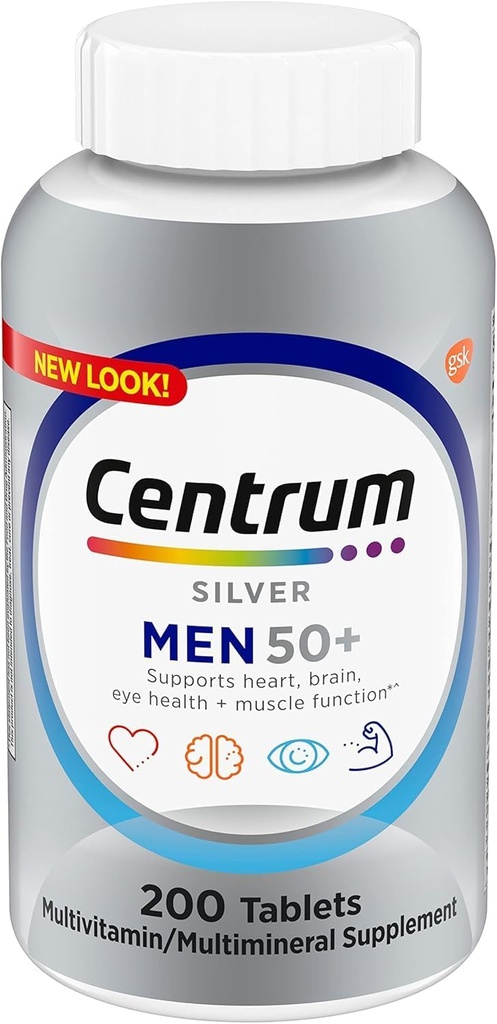 Centrum Argent Hommes (200 Compte) Multivitamine / supplément multiminérale Comprimé, vitamine D3