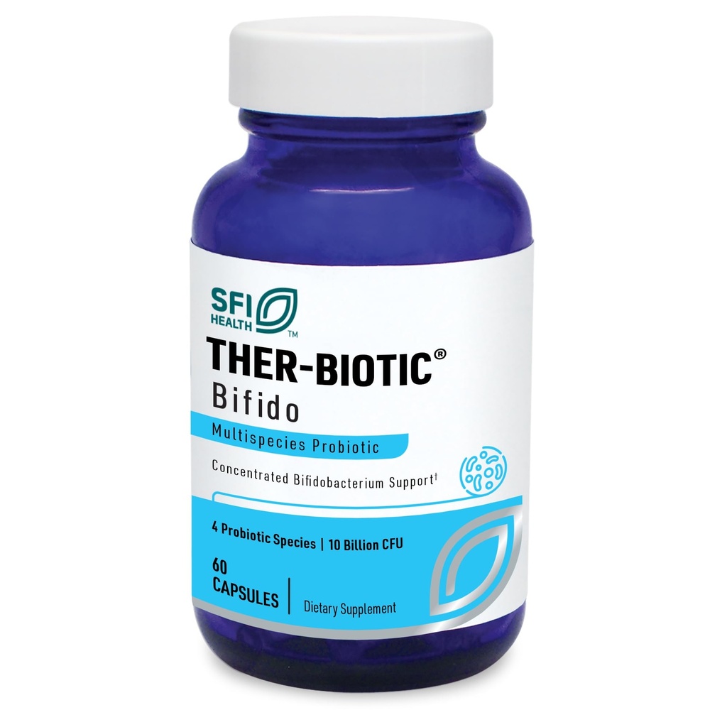 Klaire Labs SFI Health Ther-Biotic Factor 4-10b CFU Bifidobacterium Bifidum Probiotic with Breve, Lactis & Longum - Immune + Gut Health Support - Hypoallergenic Bifidobacterium Probiotic (60 Caps)