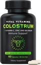 Vitamines vitales Supplément de colostrum - Vitamine C, zinc et sélénium - de première traite - Standardisé pour contenir 10 % d'IgG Immunoglobulines - Vaches américaines alimentées à l'herbe - 60 capsules