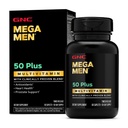 GNC Mega Hommes 50 Plus Caplets multivitamines, cliniquement prouvés, santé du coeur et de la prostate, vitamines B, Palmetto de scie, mémoire, vitamine D-3, dénombrement 60