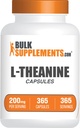 BulkSupplements.com L-Theanine Capsules - L-Theanine 200mg, Amino Acid Supplement - Gluten Free, 1 Capsule per Serving, 365 Count (Pack of 1)