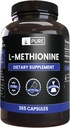INGRÉDIENTS ORIGINAUX DE PURE L-Méthionine (365 Capsules) Pas de magnésium ou de poudre de riz, toujours pur, vérifié en laboratoire