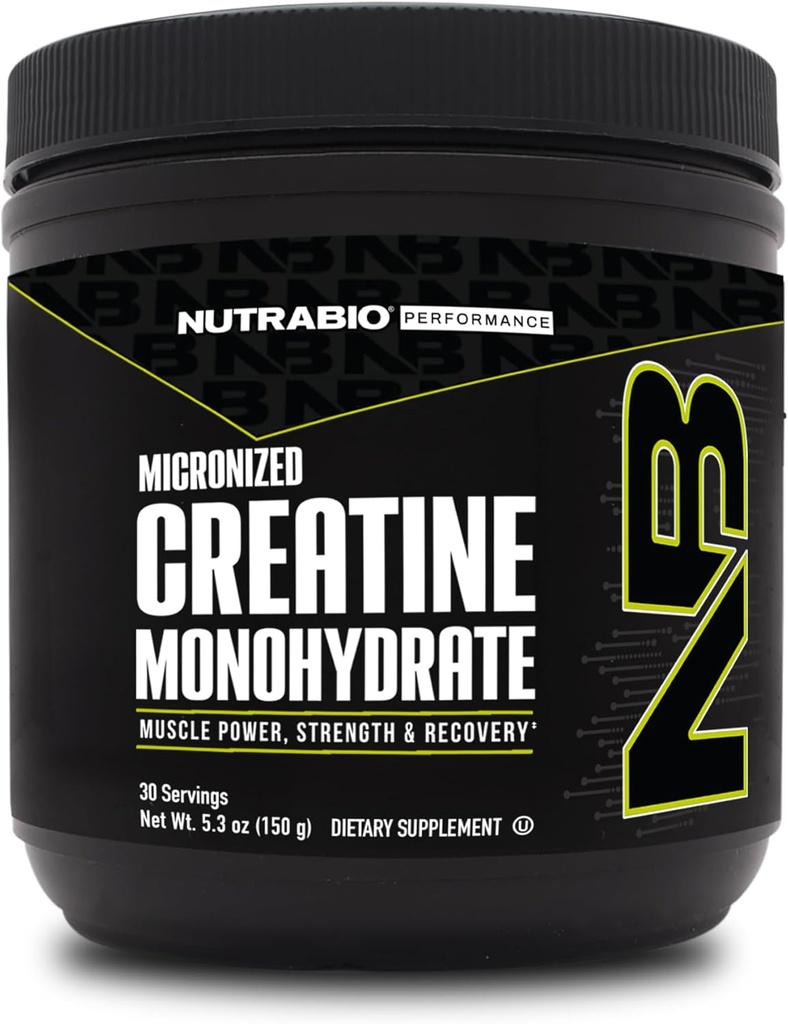 NutraBio Pure Micronized Creatine Monohydrate Supplément en poudre, non aromatisé, (150 g) - Supporte l'énergie musculaire en vrac, la récupération et la force - HPLC Tested Creatine Supplément en poudre pour hommes et femmes