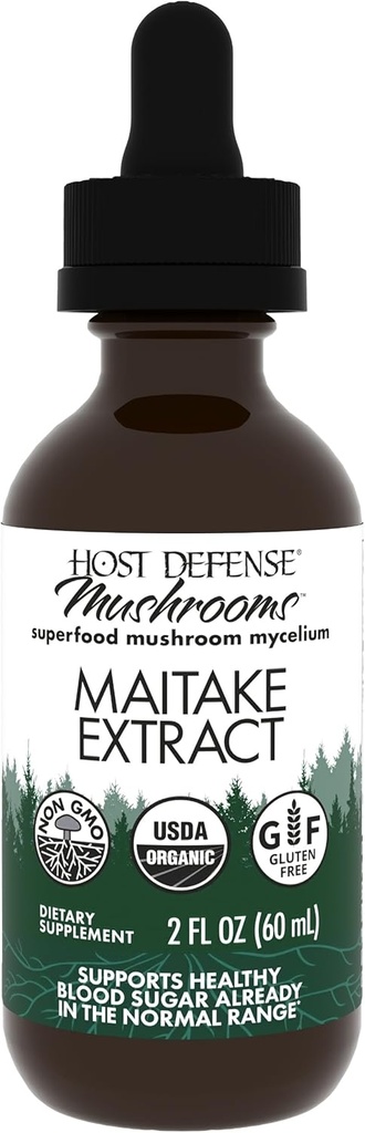 Extrait de maitake pour la défense de l'hôte - Immune et soutien à la santé cellulaire - Supplément à base de plantes avec Mycélium pour champignons et champignons - Supplément liquide - 2 fl oz (60 portions)*
