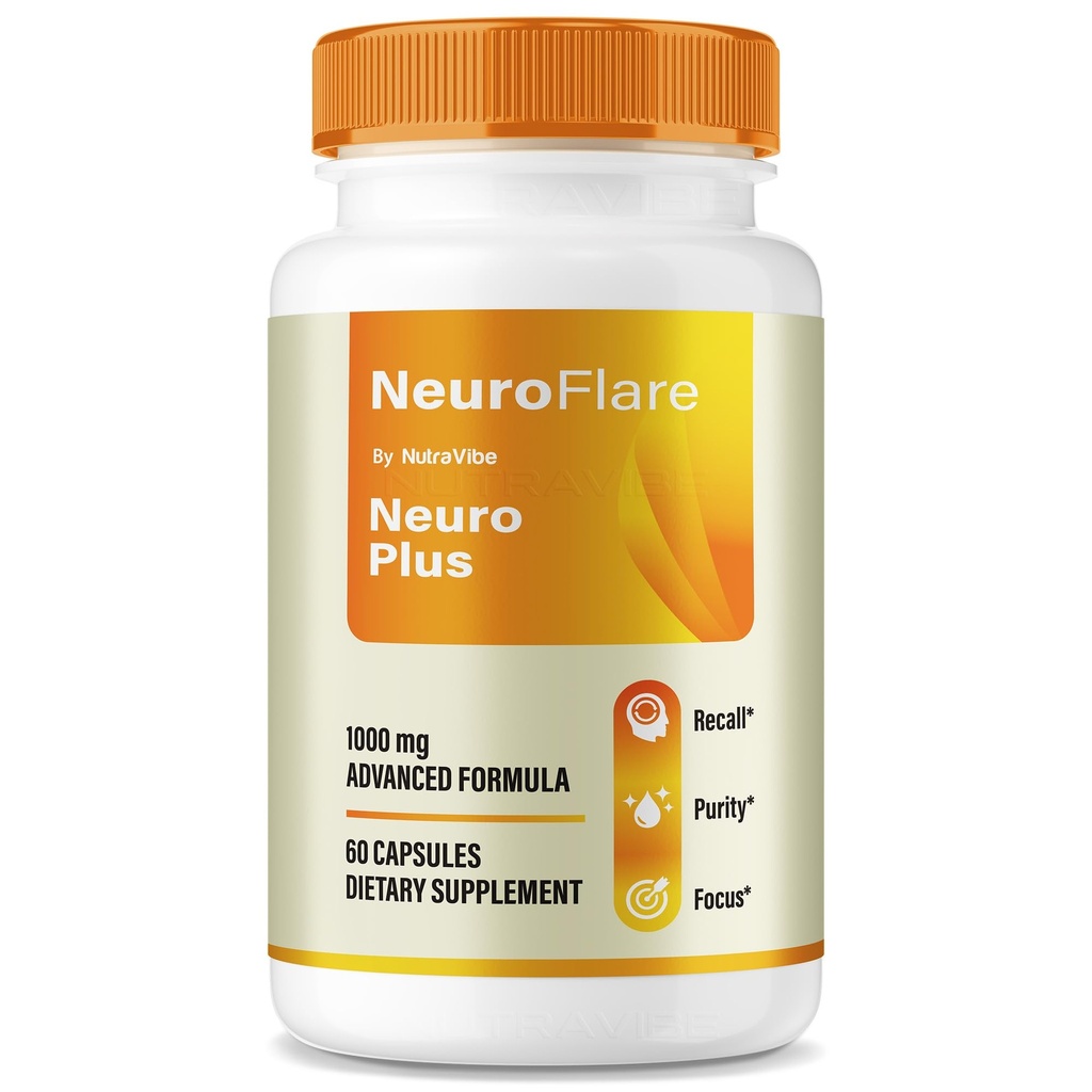NeuroFlare Neuro Plus – Neuro Flare Neuro + Brain & Memory Support Formula with Natural Blend | Supports Focus, Clarity, Concentration & Learning | Premium & Easy-to-Take (60 Capsules)