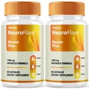(2 Pack) Neuro Plus Brain Formula Capsules, Neuro Flare NeuroPlus Supplement Better Focus, Memory Health, Stress, Calm, Relax, Sleep, Advanced Extra Strength Nootropic Cognitive Performance (120 ct)