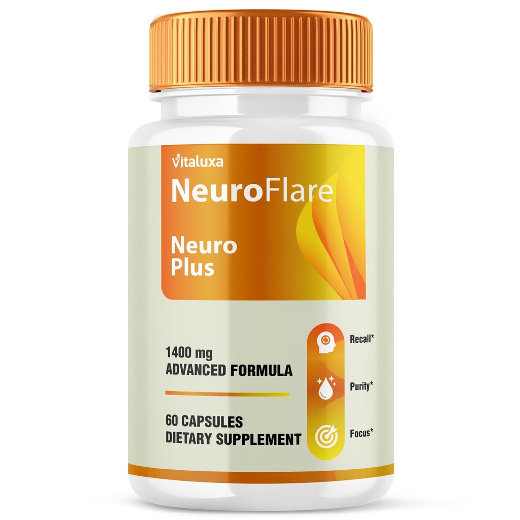 Neuro Plus Brain Formula Capsules, Neuro Flare NeuroPlus Supplement Better Focus, Memory Health, Stress, Calm, Relax, Sleep, Advanced Extra Strength Nootropic Cognitive Performance Pill (60 Capsules)