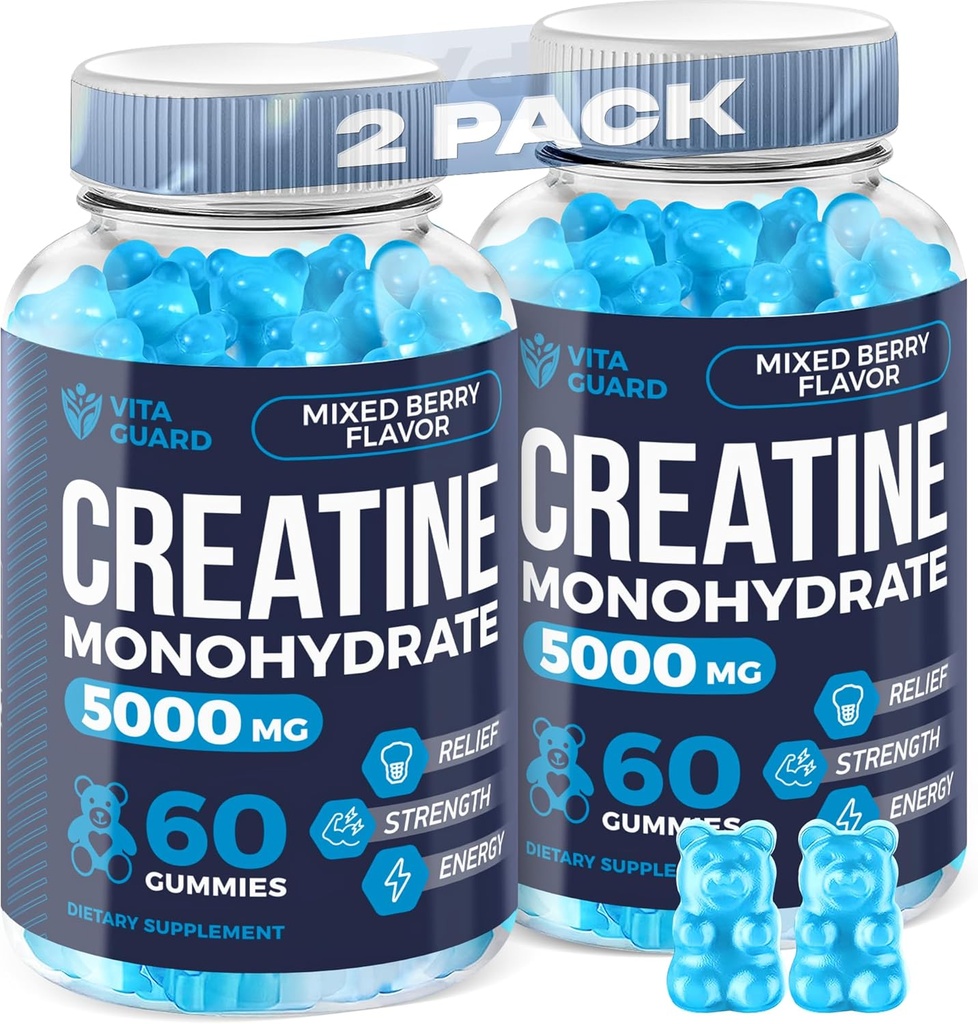 Formule monohydratée en créatine de 5000mg pour les hommes et les femmes Constructeur ultime de muscles, Booster d'énergie et supplément de pré-entraînement (2 pack)