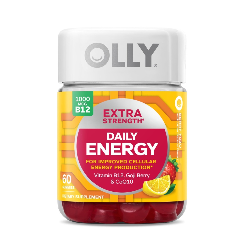 Cheveux ultra-forts, énergie quotidienne extra-forte, biotine, kératine, vitamine B12, CoQ10, Goji Berry Gummy Supplement Bundle - 30 Compte, 60 Compte