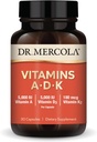 Dr Mercola Vitamines ADK, 30 portions (30 capsules), supplément alimentaire, 5000 UI Vitamine A & Vitamine D3, 180 mcg Vitamine K2, soutient la santé immunitaire, non OGM