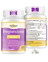 Pregnenolone with Ashwagandha for Women, Pregnenolone 100mg (2 Tablets) or 50mg (1 Tablet) Dose, 8-in-1 Formula with DHEA, Black Cohosh, Dual-Dosing, Vegan, Gluten Free, 180 Chewable Tablets
