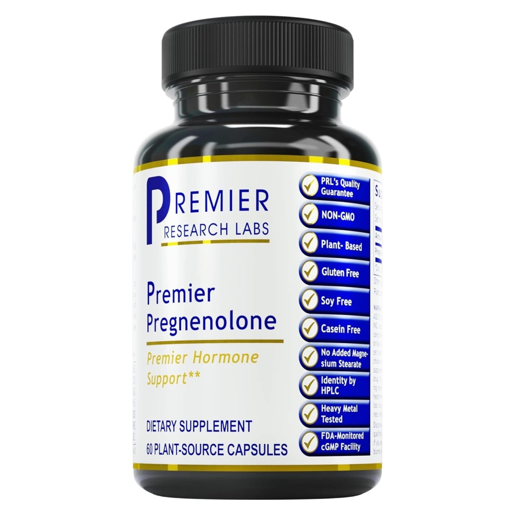Premier Research Labs Premier Pregnenolone - 100mg Pregnenolone for Hormone Support, Precursor to Progesterone, Testosterone, Estrogen, Pregnenolone Supplement for Women & Men - 60 Vegetarian Capsules
