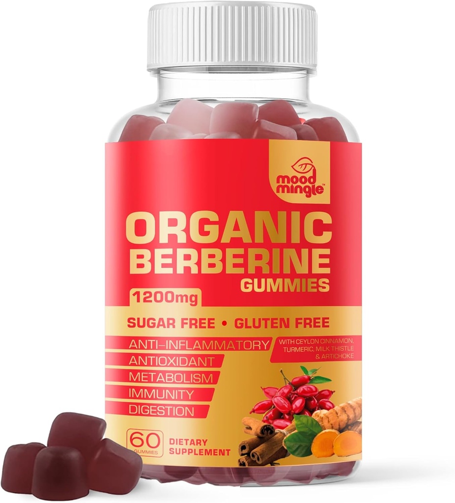 Supplément berbère Gummies (1200mg) avec cannelle Ceylan, curcuma, chardon et artichaut - sans sucre, sans gluten, qualité GMP