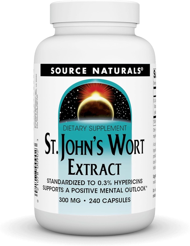 Source Naturals St John's Wort Extract 300 mg soutient une perspective mentale positive - 240 capsules