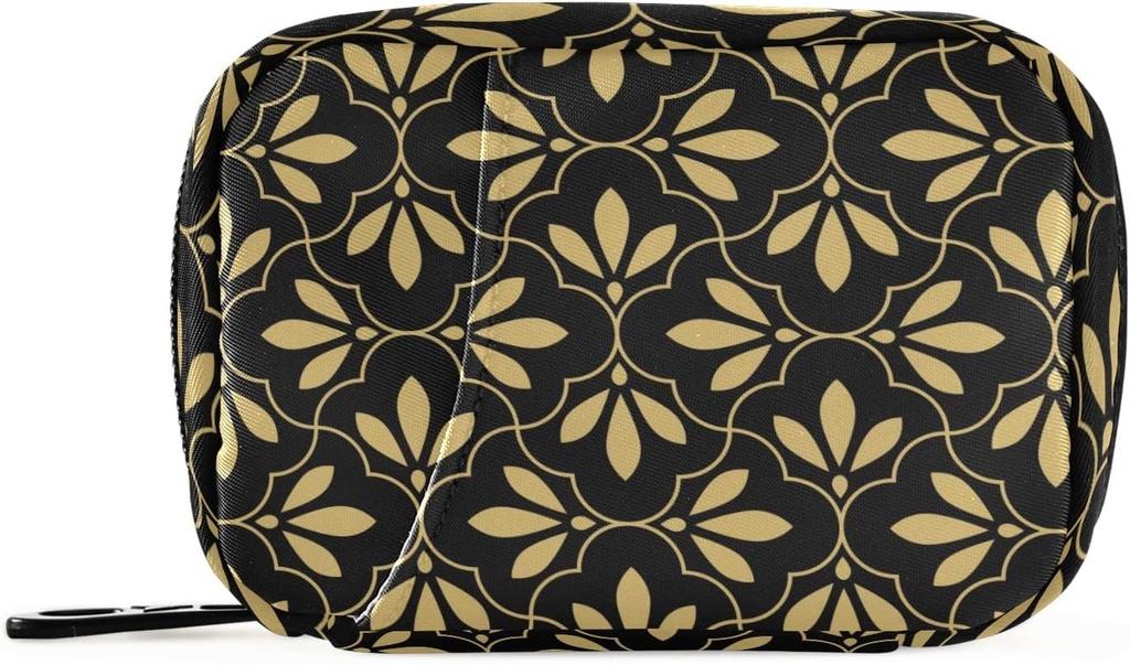 Flower Geometric Pill Box 7 Day Pill Case Sac de voyage Pill Organizer Sac avec zipper Portable Weekly Case Taille compacte pour le support de supplément