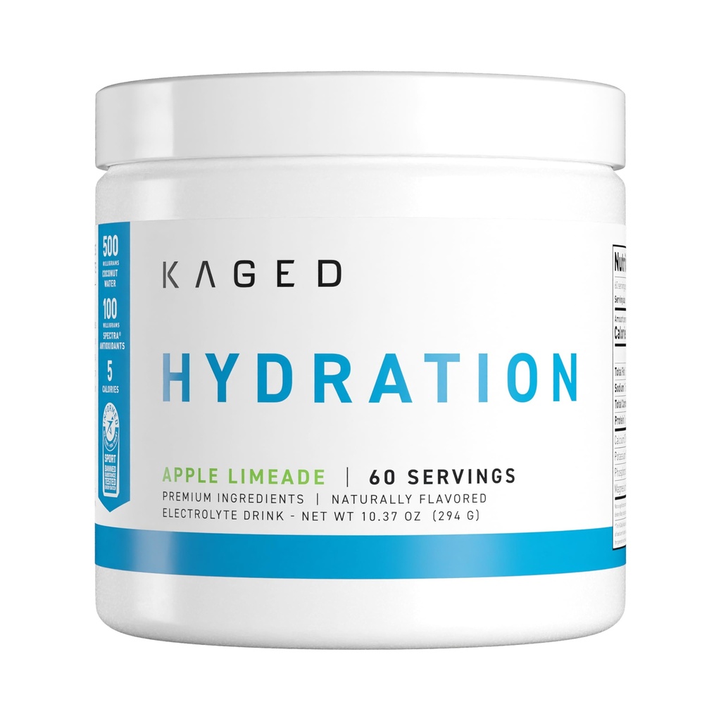 Kaged électrolyte hydratant poudre hydratant Apple Limeade boisson de sport pour les hommes et les femmes avant, après, supplément intra entraînement 60 portions