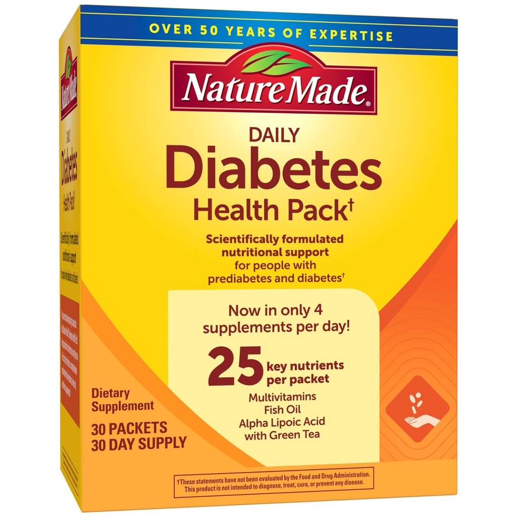 Nature Made Diabetes Health Pack, Daily Dietary Supplements, 30 Packets