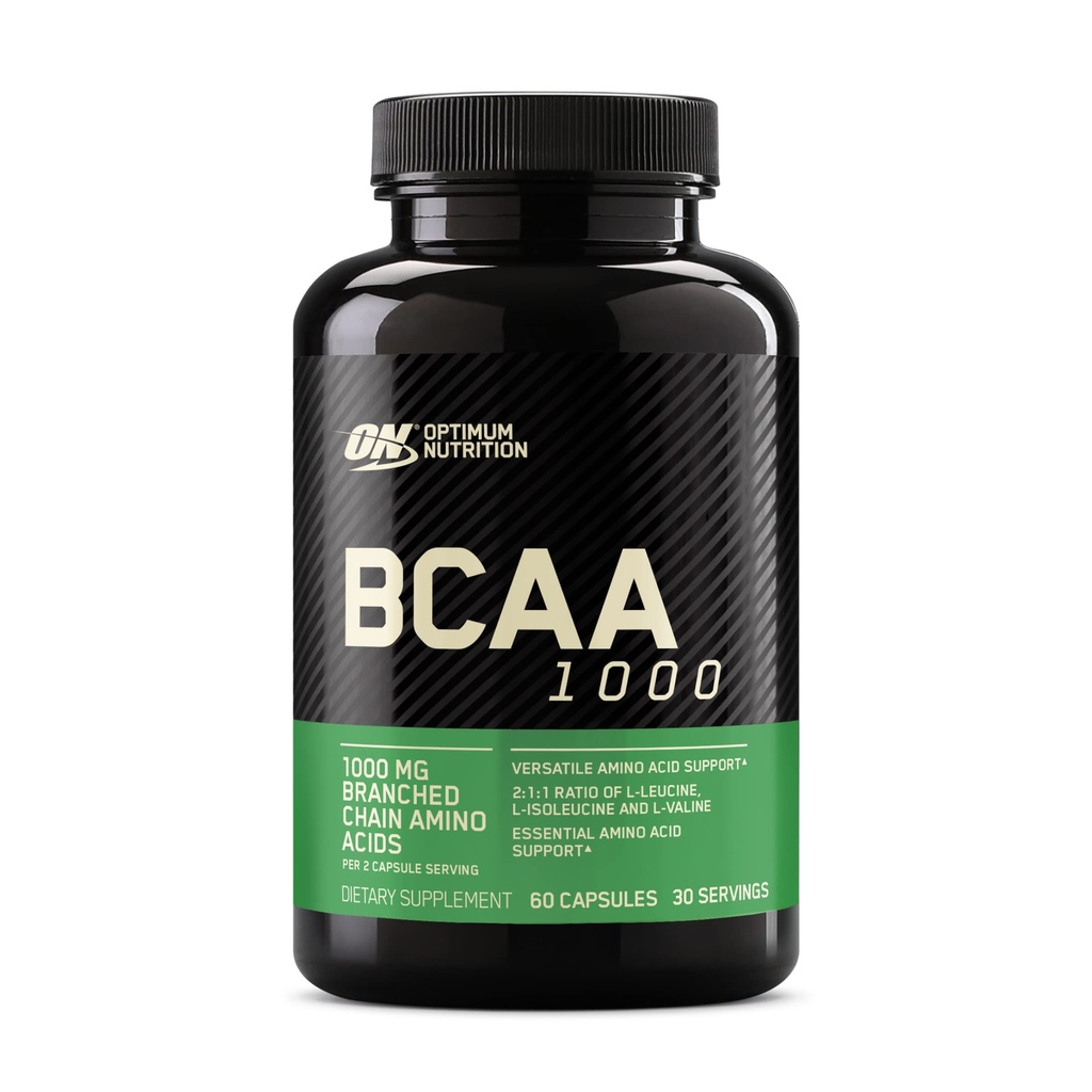 Optimum Nutrition Capsules BCAA instantanées, acides aminés essentiels à chaîne ramifiée, 1000mg, 60 Nombre