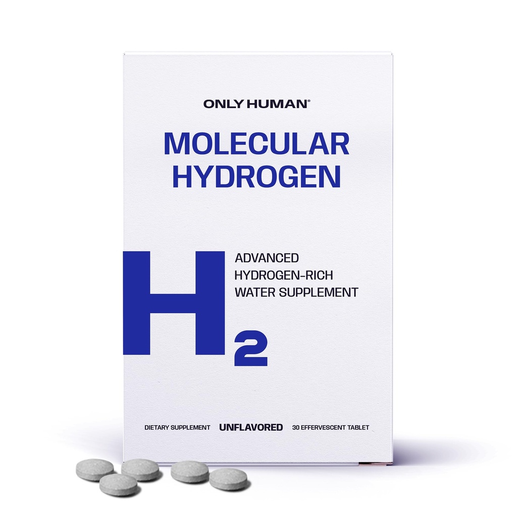 H2 Molecular Hydrogen Water Tablets with Magnesium | 12PPM Hydrogen Tablets for Drinking Water | Unflavored Dietary Supplement | Gluten, Sugar & Soy Free | Made in The USA | 30 Tabs | Only Human