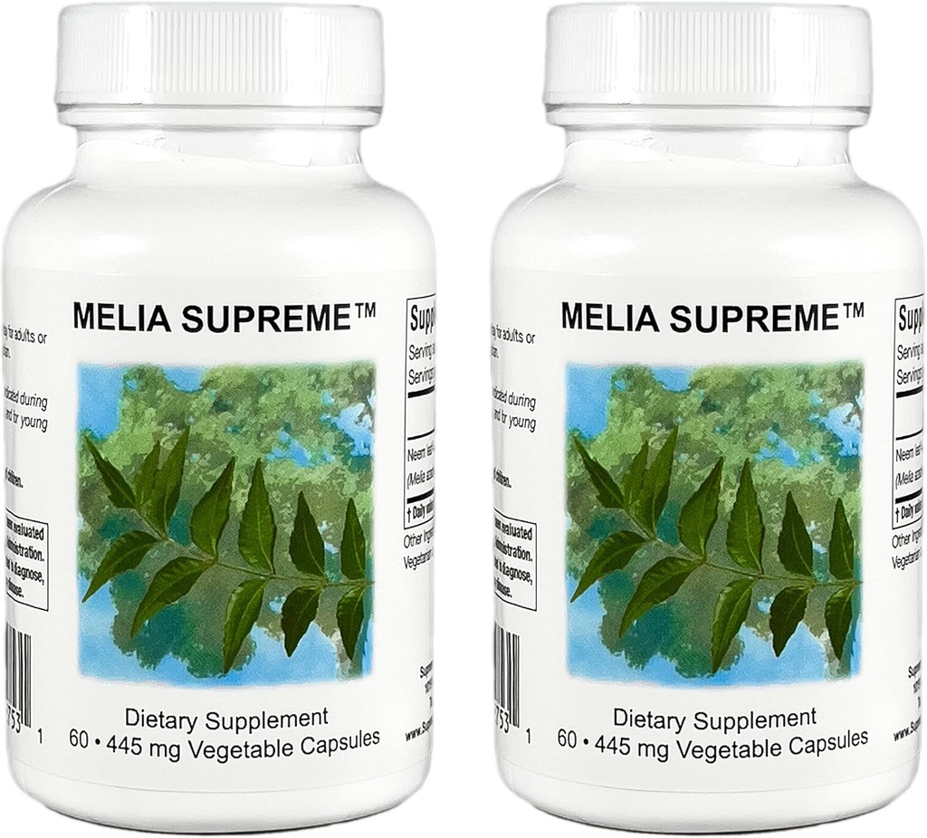 Supreme Nutrition Melia Supreme, 60 Pure Powdered Neem Leaf Vegetarian Capsules (Pack of 2)