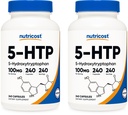Nutricost 5-HTP 100mg, 240 Capsules végétariennes (5-Hydroxytryptophane) - Sans OGM et sans gluten (2 bouteilles)