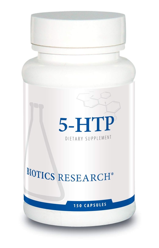 Recherche en biotique 5HTP 50mg 5HTP La santé du cerveau favorise la détente de l'humeur globale sentiment de bien-être, production de sérotonine, 150 capsules