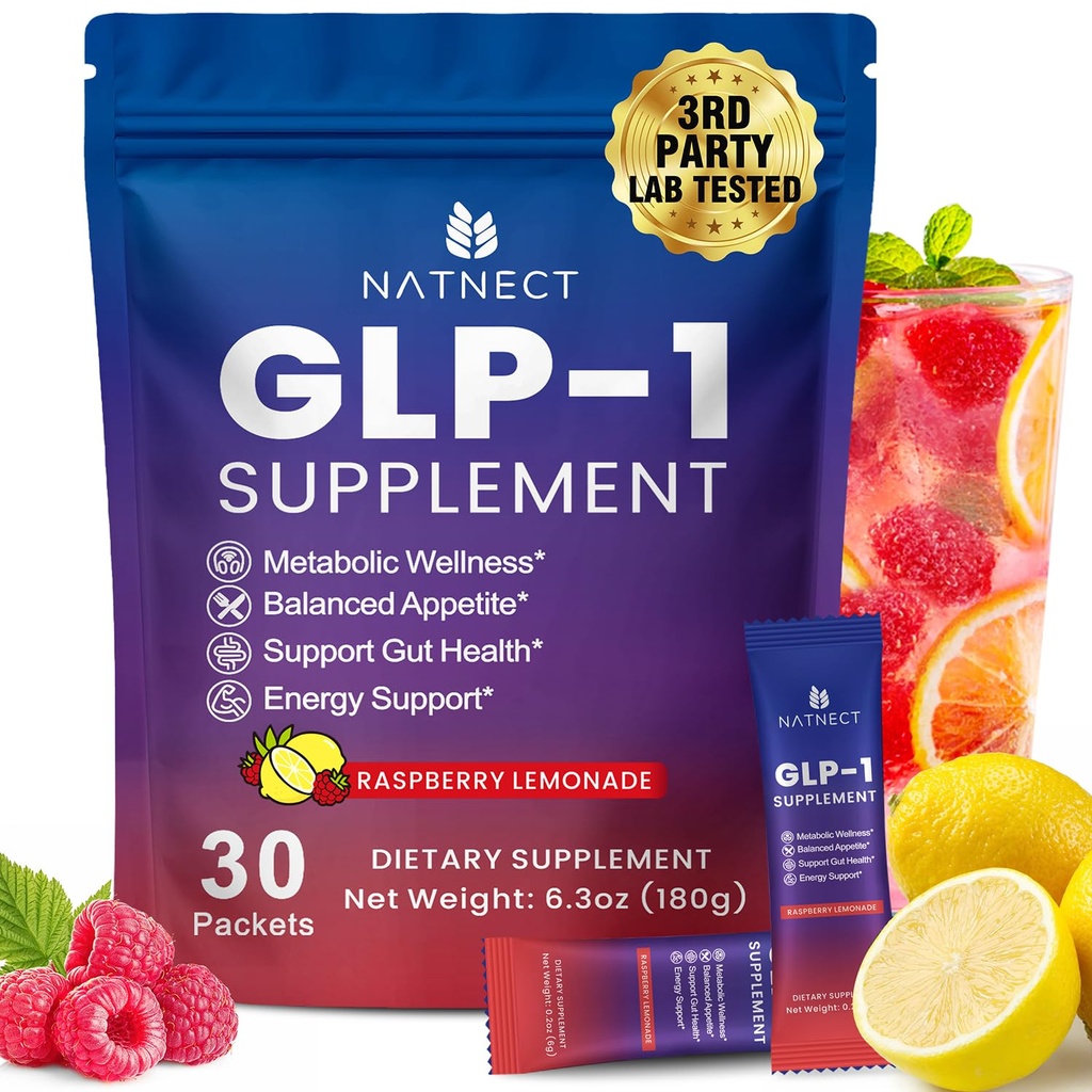 GLP-1 Supplement, Natural GLP 1 Booster Drink Mix for Weight Loss, Appetite Control and Metabolism Boost Support, Contains Yerba Mate, Garcinia Cambogia, Berberine (Raspberry Lemonade Flavor)