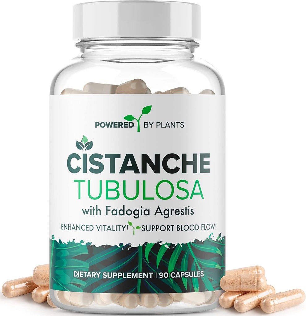 Cistanche Tubulosa avec Fadogia Agrestis - Promotion de la vitalité - Suppléments naturels pour les hommes et les femmes avec biopérine par Powered X Plants, 90 portions