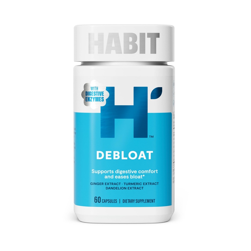 Habit Debloat Supplement, Supports Digestive Comfort & Eases Bloat, Digestive Enzymes, 60 Capsules