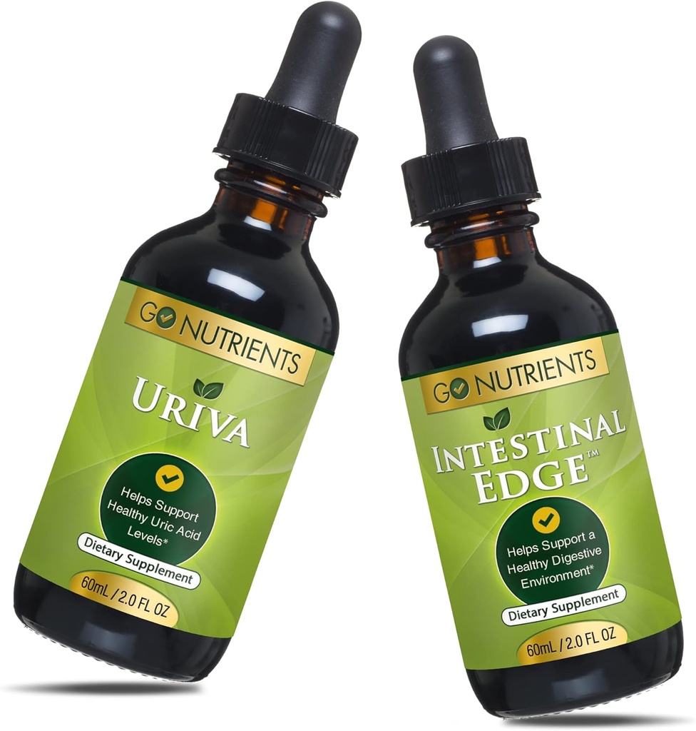Go Nutrients Uriva & Intestinal Edge.com Supplément digestif avec la coque de noyer noir, Peel orange, Fleur de lavande, Racine de Gentian, Boud à cosse, Feuille de wormwood/stem, Non-OGM, Sans soja - 60mL (2 oz.)