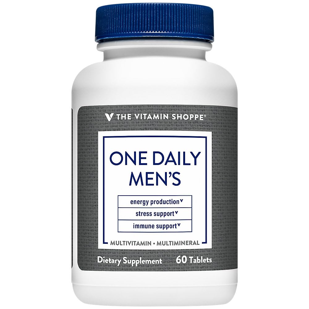 The Vitamine Shoppe One Daily Men's Multivitamin - Mélange d'énergie et d'antioxydant, supplément quotidien multi-minéraux pour la santé optimale des hommes, sans gluten et sans lait (60 comprimés)