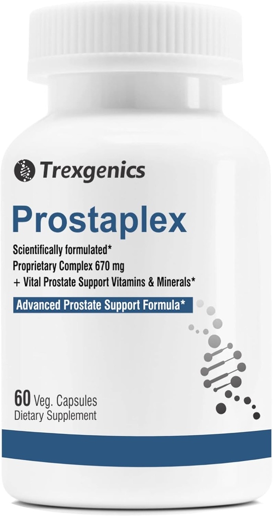 Trexgenics PROSTAPLEX Prostate Health Advanced avec bêta-sitostérol, Saw Palmetto Sting Nettle Pygeum Pumpkin Turmeric Quercetin lycopène Sélénium Vitamine D3 Zinc Boron et K2-7 (60 capsules de légumes)