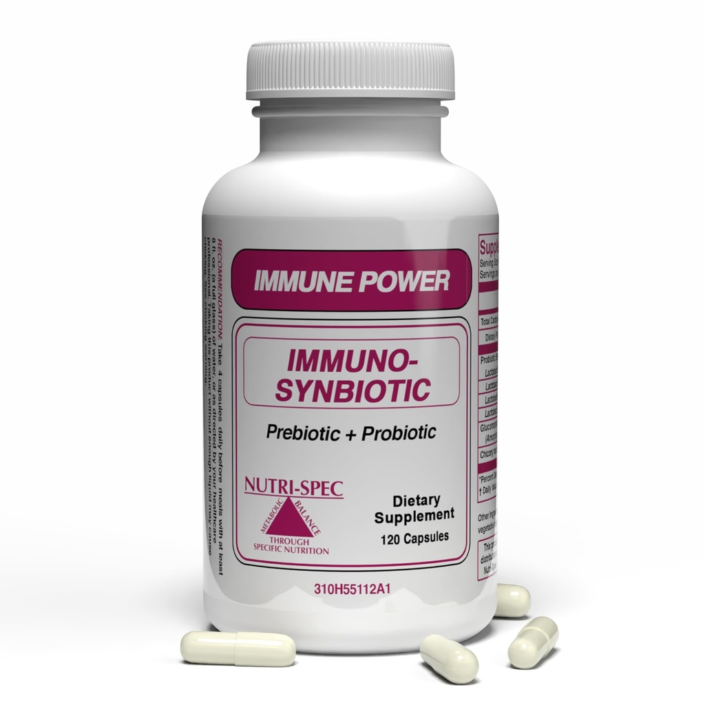 Nutri-Spec Immune Power - Immuno-Synbiotics Probiotics & Prebiotic for Women & Men - with Lactobacillus gasseri, rhamnosus, paracasei - Great for Immune-Related Inflammatory Conditions - 120 Caps