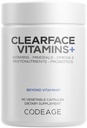 Codeage Clearface Acide pantothénique, supplément de niacine, vitamines A, C, D3, E, probiotiques, zinc, riboflavine, thiamine, L-Lysine HCL & Omega-3, niacinamide, mélange botanique de la peau - Non-OGM - 90 capsules