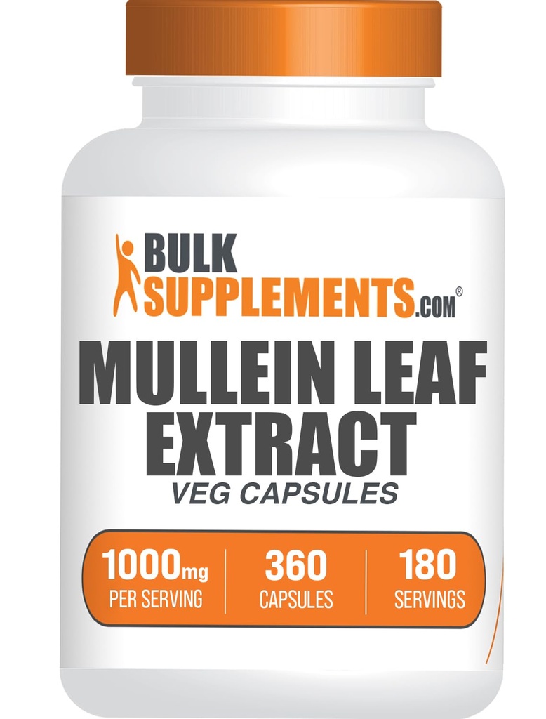 BulkSupplements.com Mullein Leaf Capsules - Mullein Supplement, Herbal Supplement - Gluten Free, 2 Capsules per Serving, 360 Count (Pack of 1)