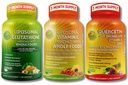 SUPPLÉMENTS STUDIO Ensemble de soutien immunitaire – Vitamine liposomique C 1500mg + Glutathion liposomique 500mg + Quercetine avec Bromelain, Zinc et Vitamine C – Vegan, non-OGM, formules d'absorption améliorée