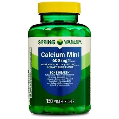 Calcium Plus Vitamin D3 150 Mini Softgels | Calcium Supplement | softgels | Calcium 600 mg with Vitamin d3 | Calcium Carbonate 600 mg, 150 Mini Softgels Sticker