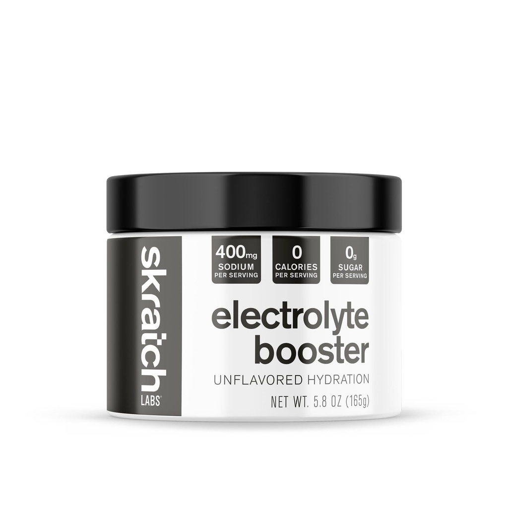 Skratch Labs Electrolyte Booster, Unflavored Unsweetened Hydration Powder, 400mg Sodium, 0 Calories, 0 Sugar, 5.8 oz, 60 Servings, Developed for Athletes and Sports Performance - Gluten Free, Vegan