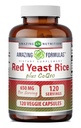 Formules étonnantes Red Yeast Rice 600 Mg Plus Co Q-10 50 Mg 120 Capsules végétariennes