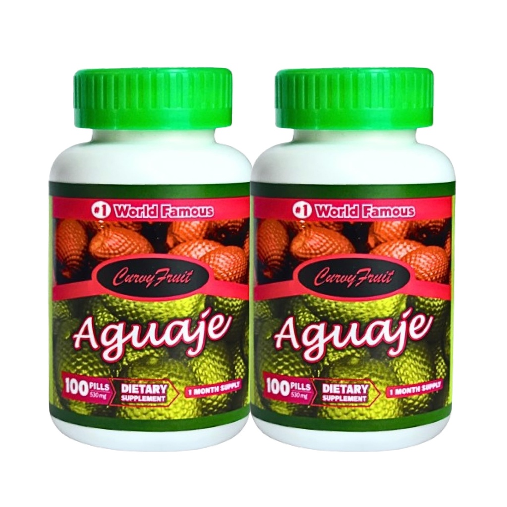 Original Aguaje CurvyFruit Pills x 2 Bottles: Promotes Bigger Butt, Breast, and HIPS Naturally - 550 mg x 100 Pills- 60 Days Supply