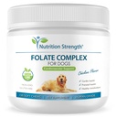 Folate pour chiens pour promouvoir la santé cardiovasculaire et prénatale, soutenir la synthèse de l'ADN et l'entretien des cellules, acide folique pour chiens avec le zinc, la biotine, le fer et la vitamine B12, 120 Chews doux