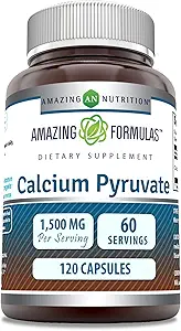 Amazing Formulas Calcium Pyruvate Supplement | 1500 Mg per Serving | Capsules | Non-GMO | Gluten-Free | Made in USA (120 Count, 1 Pack)